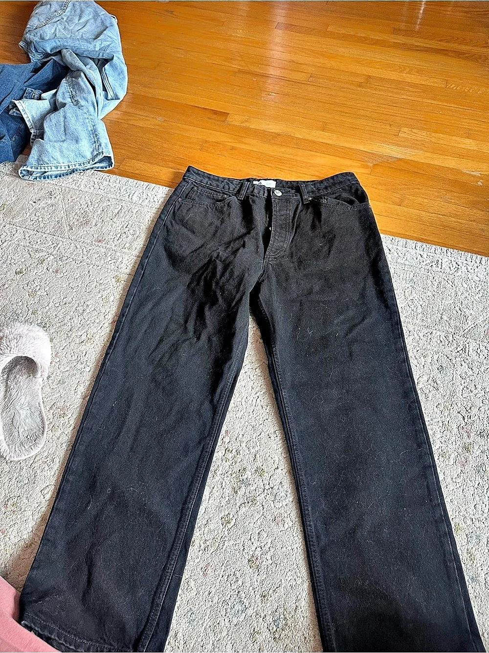 Zara Straight Leg Cotton Jeans in Black Waist EU 44 / US 12